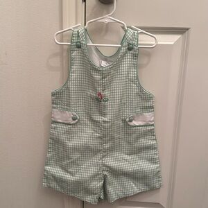 Green checkered Christmas romper